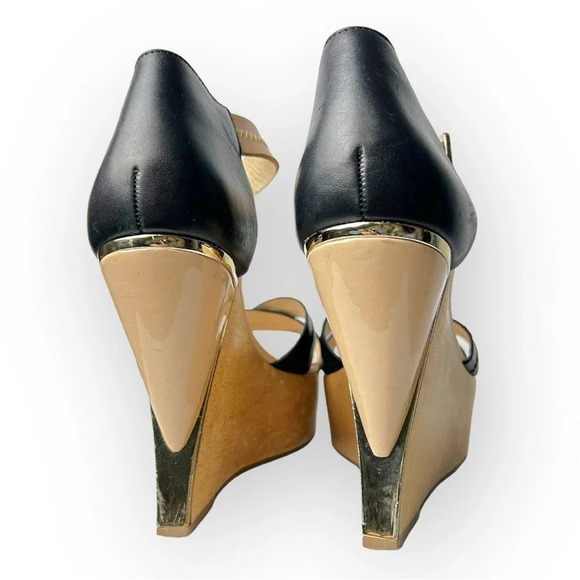 DIANE von FURSTENBERG Alara  Black Natural Designer Platform Sandals 9.5 - Picture 4 of 13
